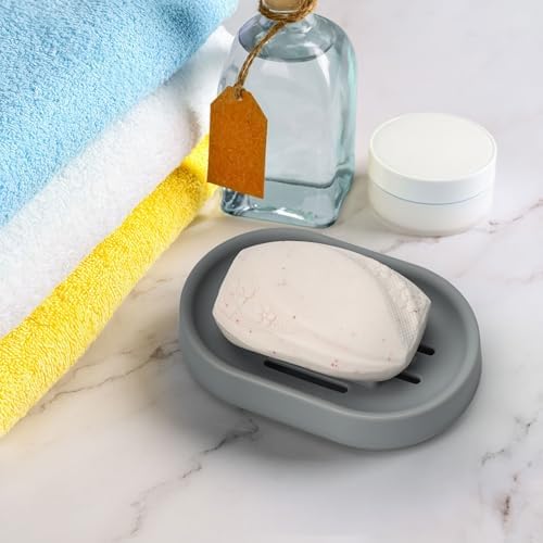 Topsky Soap Dish for Shower,2 Pack Soap Dishes Soap Savers for Bar Soap, Soap Bar Holder Shower with Drip Tray, Plastic Soap Holders with Drain for Kitchen Sink, Easy to Clean,Dry,Gray - Image 6