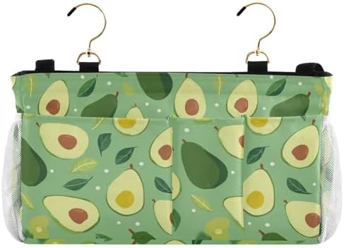 Bedside Caddy Hanging Bunk Bed Caddy Bed Organizer Hanging Pocket with 2 Hooks Bedside Storage Organizer Pocket Bag Holder Green Avocado and Leaf by Unknown