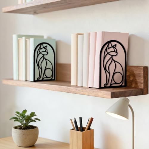 Peacoblue 4.7"x3.5"x7.1" Metal Bookends, Heavy Duty Book Ends for Shelves - Image 6