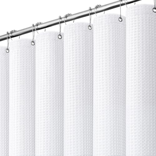 Dynamene Stall Waffle Shower Curtain 256 GSM Heavy Fabric 54x72 White by Dynamene
