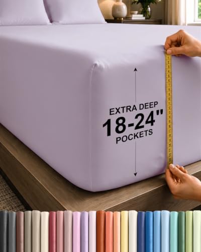 CGK Extra Deep Split King Single Fitted Sheet Only - Light Lavender by CGKUnlimited