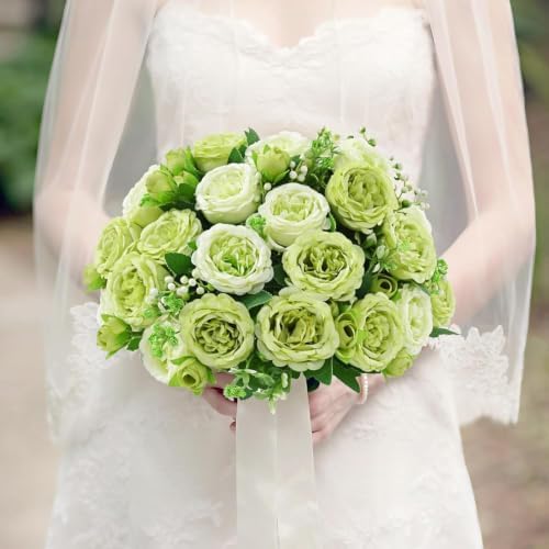 4 Packs Peonies Artificial Flowers, Mixed Green Silk Artificial Peonies - Image 5