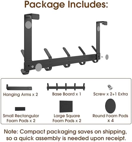 KitchLife Over The Door Hooks with 7" Extended Arms, Fits 1-3/4" Doors, J18U, Heavy Duty Bathroom & Closet Towel Rack, Double-Hooks Hanger 1 Pack, Matte Black - Image 4