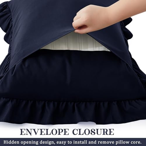 KKJIAF Ruffle Body Pillow Cases Set of 1, Navy Blue - Image 5