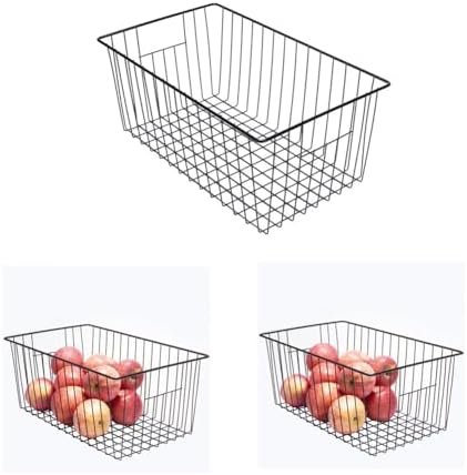 16inch Upright Freezer Organizer Baskets for 13-14,16-21 cu.ft Standup Freezer, Settle freezer chaos and reduce food waste effectively, Durable, Fully Use Space, Improve Air Circulate, Black, 3pcs by Y.Z.Bros