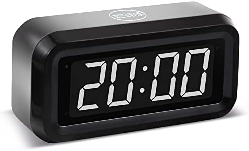 Digital Alarm Clock Battery Operated with LED Display for Bedrooms, Long Battery Life for 12 Months, 3 Brightness Adjustable, 12/24 Hour, Snooze, Black Case with White Digits by Timegyro