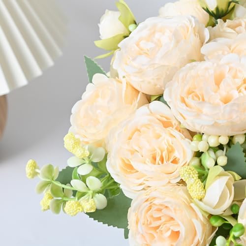 8 Packs Peonies Artificial Flowers, Champagne Silk Artificial Peonies - Image 6