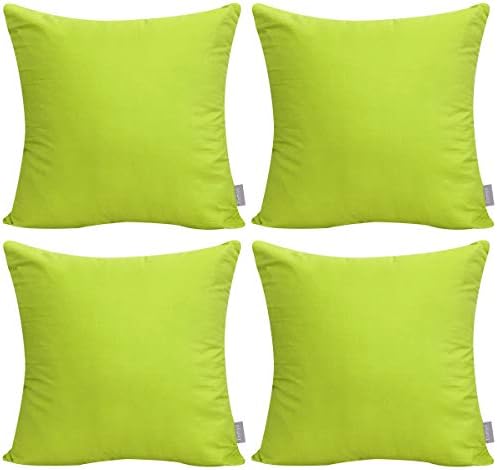 Thmyo 4-Pack 100% Cotton Comfortable Solid Decorative Throw Pillow Case, Square Cushion Cover Pillowcase Sublimation Blank Pillow Covers DIY Throw Pillowcase for Sofa(18x18inch/45x45cm,Light Green) by Thmyo