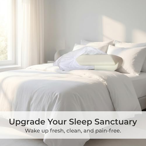 Padded Replacement Cover, 5.5 in. Thick - Soft Cotton-Blend Zippered Case for Memory Foam Arm & Side Sleeper Pillow, Machine Washable, White - Image 6