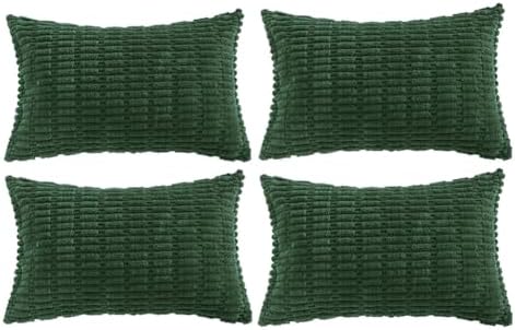 Fancy Homi 4 Packs Decorative Throw Pillow Covers for Living Room Couch Bed, Modern Farmhouse Boho Home Décor Accent Cushion Case, 20" x 12", Dark Green by Fancy+Homi