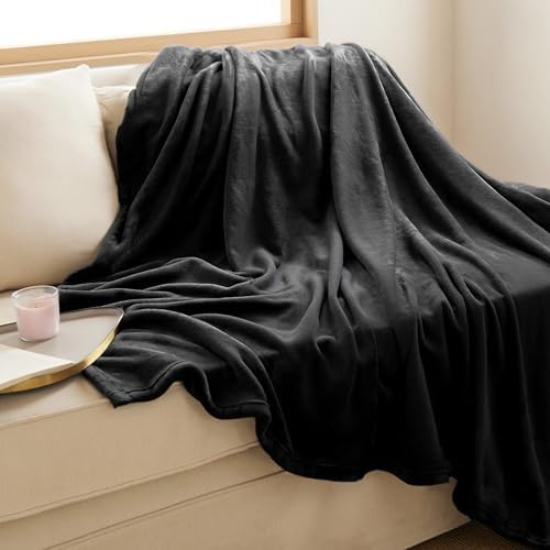 Bedsure Soft Cozy Warm Fleece Twin Blanket for Bed 300GSM Black 60"x80" - Image 2