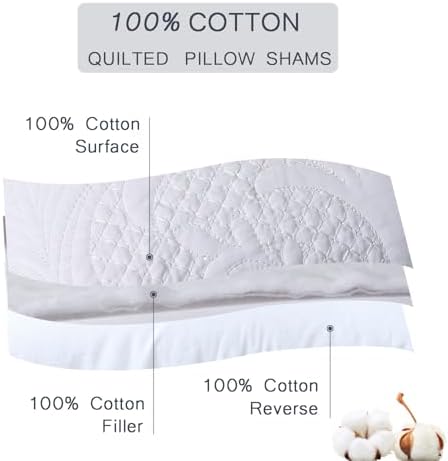 White Quilted Euro Shams Damask Set of 2 26x26 European Pillow Cover - Image 6