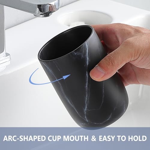 Black Marble Toothbrush Holder - Ceramic Toothbrush Holders for Bathrooms Toothbrush Toothpaste Holders Set, Black Bathroom Tumbler Cups Reusable Toothbrush Mouthwash Cup, Bathroom Counter Organizer. - Image 5