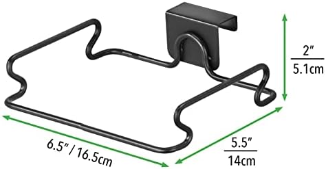 mDesign Over the Cabinet Metal Wire Small Garbage Container, Trash Bag Holder Rack for Recycled Reusable Disposable Plastic Shopping Grocery Bags for Kitchen, Pantry, Garage, Bathroom - Matte Black - Image 4