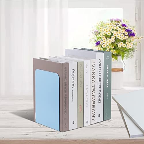 MSDADA Bookends, Book Ends for Book Shelves, Book Ends for Heavy Books,Metal Bookend Supports, Modern Minimalist Style Bookend, Light Blue(4Pairs) - Image 6