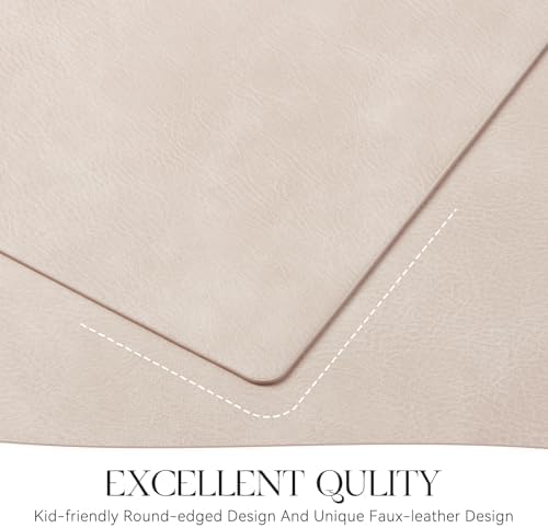 MOSAYT Vinyl Faux Leather Placemats, Set of 6, Beige - Image 5