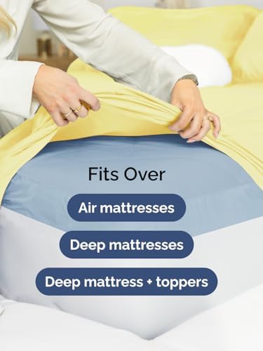 CGK Extra Deep Full Single Fitted Sheet Only - Yellow - Image 6