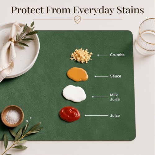 Homaxy Vinyl Heat Resistant Placemats Set of 8, Forest Green - Image 3