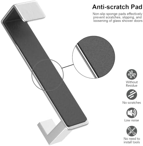 HUFEEOH Over Door Hooks, Stainless Steel Door Hanger with Non-Slip Pads, Easy Install Towel Coat Storage Fits 1-3/4" Thick Door (Silver, Fits 1-3/4" Thick Door -L Shape - 2 Pack) - Image 4