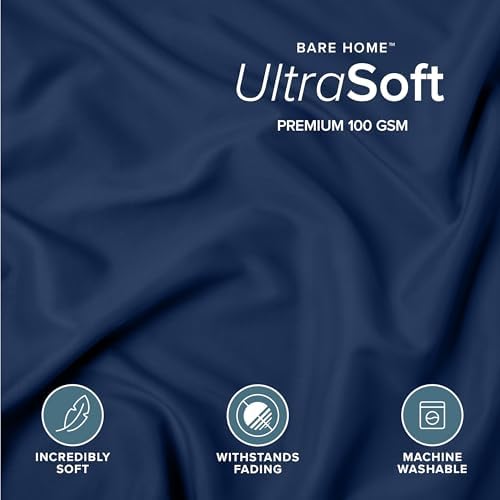 Bare Home Pillow Sham Covers 1800 Ultra-Soft Set of 2 (Standard, Dark Blue) - Image 3