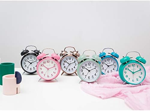 FLOITTUY {Loud Alarm for Deep Sleepers) 4'' Twin Bell Alarm Clock with Backlight for Bedroom and Home Decoration(Black) - Image 6