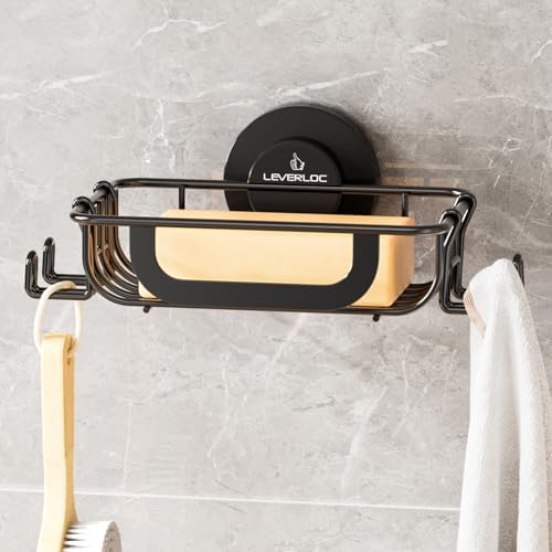 LEVERLOC Soap Holder, Soap Dish for Shower, Suction Cup Bar Soap Holder by LEVERLOC