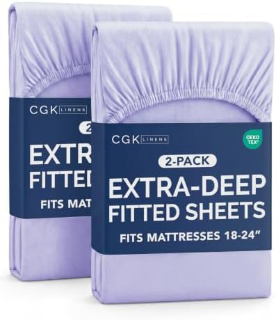 CGK Linens 2 Pack Extra Deep Full Fitted Sheets - Lavender by CGKUnlimited