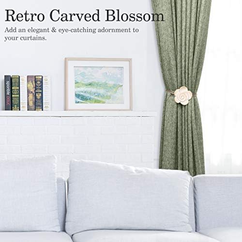 Lewondr Magnetic Curtain Tiebacks, Flower Vintage Curtain Holdbacks, Beige - Image 5