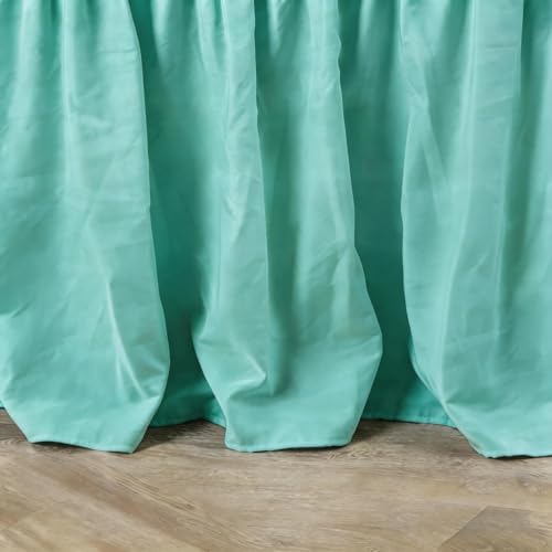 Spa Blue Bed Skirt Queen Size 15" Drop, Elastic Wrap Around Bedskirt - Image 4
