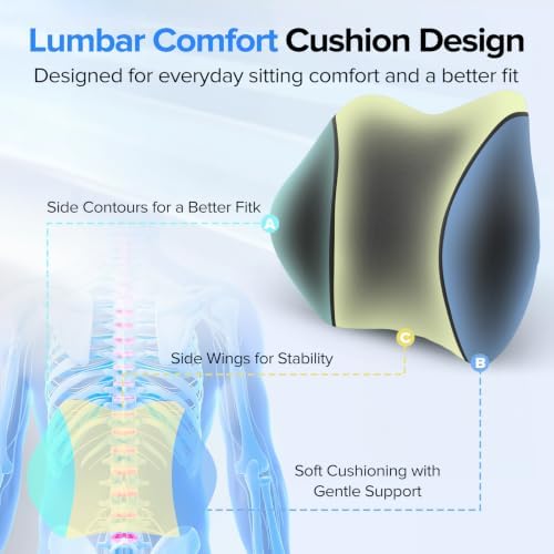 Lumbar Support Pillow for Office Chair, Lower Back Support, Pressure Relief - Image 3