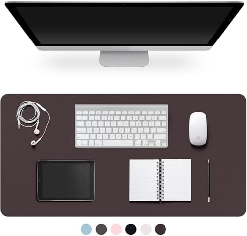 Leather Desk Pad Protector,Non-Slip Desk Pad(Dark Coffee, 35.4" x 17") by CADONO