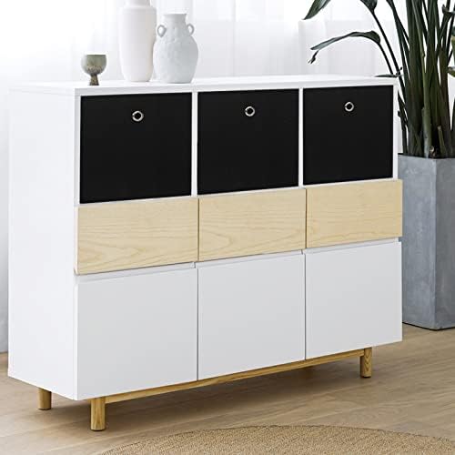 Foldable Storage Cubes Bins ,11 Inch Cloth Storage Cube Fabric Storage Box Cubes Organizer Baskets with Handles for Home Organizer Set of 12 (Black) - Image 4