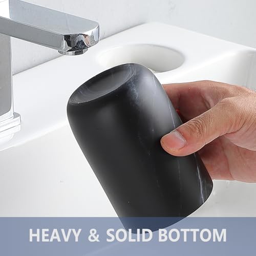 Black Marble Toothbrush Holder - Ceramic Toothbrush Holders for Bathrooms Toothbrush Toothpaste Holders Set, Black Bathroom Tumbler Cups Reusable Toothbrush Mouthwash Cup, Bathroom Counter Organizer. - Image 6