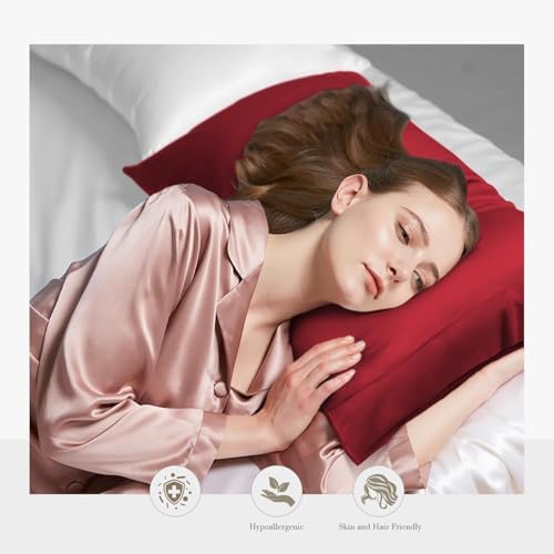 WishSmile Cooling King Pillowcases Set of 2 Breathable Cool Silky Soft Rayon Derived from Bamboo Fabric, Moisture Wicking for Hot Sleepers, Hair and Skin Friendly, Red, 2 Pack, 20x36IN - Image 2