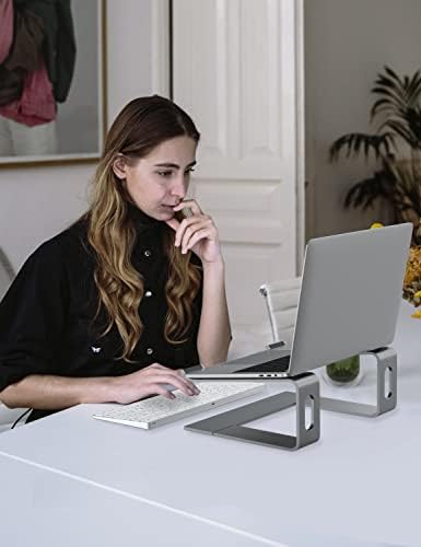 ALASHI Ergonomic Laptop Stand, Aluminum Desk Riser, 10-15.6", Grey - Image 6