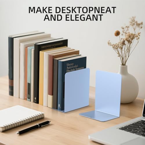 Book Ends, 2 Pieces Metal Bookend for Shelves, Bookends for Heavy Books - Image 2