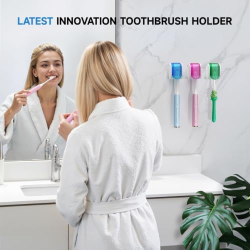 Toothbrush Holders for Bathrooms【Upgrade Single Slot Design】 Toothbrush Holder Wall Mounted with Cover Moisture-Proof and Dust-Proof Toothbrush Storage Organizer for Shower Family and Travel 3PCS - Image 3