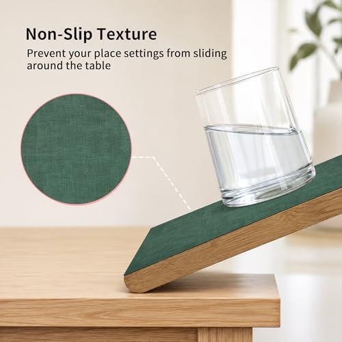 Maxpearl Faux Leather Placemats Set of 6, Easy to Clean, Dark Green - Image 4