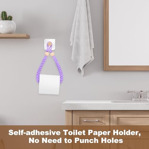 uxcell Toilet Paper Holder, Toilet Tissue Holder Wall Mounted Towel Rings for Home Bathroom Decoration Light Purple - Image 6