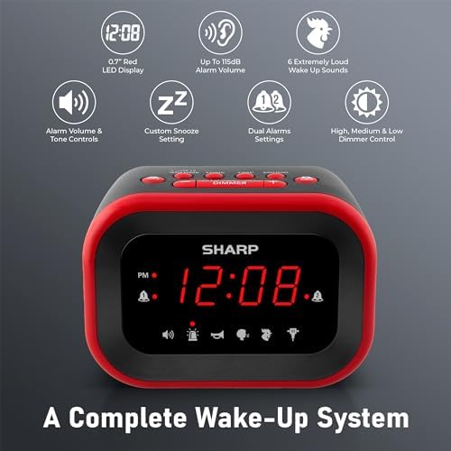 Sharp Big Bang 115dB Alarm Clock for Heavy Sleepers, Dual Alarms - Image 5