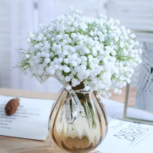 N&T NIETING 24Pcs Babys Breath Artificial Flowers Bulk Faux Flowers, White by NTNIETING