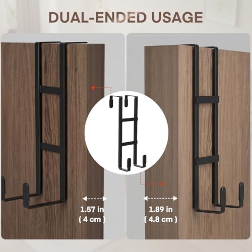 FYY Over The Door Hooks, 2 Packs Double Sided-Hanger Fits Door 1-7/8"Black - Image 2