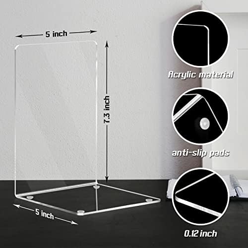 HappyHapi 6 Pair Acrylic Book Ends, Clear Bookends for Shelves - Image 2