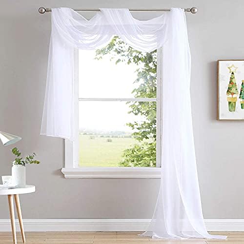 NICETOWN Sheer Canopy Bed Curtains Panels 216 - Home Decoration Sheer Voile Scarf Valance for Wedding (1 Panel, W60 x L216, White) by NICETOWN