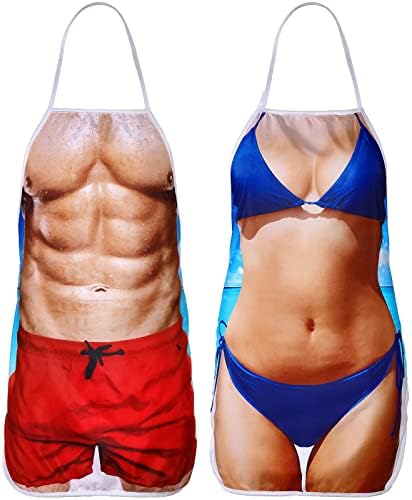 Hillban 2 Pack Funny Hawaiian Aprons Hula Theme for Men Women by Hillban