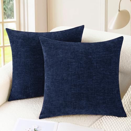 CaliTime Decorative Couch Throw Pillow Covers 24 X 24 Inches Navy Blue by CaliTime