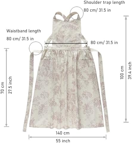Adult Kitchen Apron Floral Cotton Waterproof Adjustable Apron Cooking Baking Garden Chef Apron with Pocket - Image 2