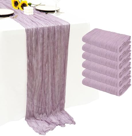 6Pack Lavender Cheesecloth Table Runner 20 x 120 inch Gauze Table Runner by Seveups