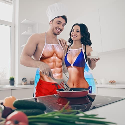Hillban 2 Pack Funny Hawaiian Aprons Hula Theme for Men Women - Image 5
