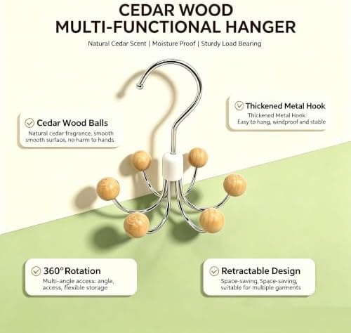 Sweatshirt Hangers with 6 Cedar Balls, Purse Hanger, Scarf Hanger - Image 3